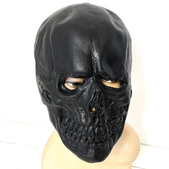Cinema Secrets Black Latex Skull Mask NWT NOS - Picture 1 of 12